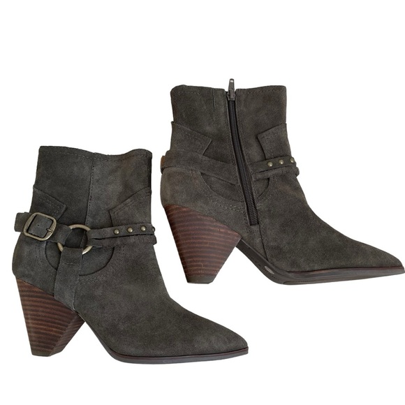 Lucky Brand Women’s Majoko Suede Mid-calf Harness Boots Size 7.5 Dark Moss Green - Picture 7 of 9